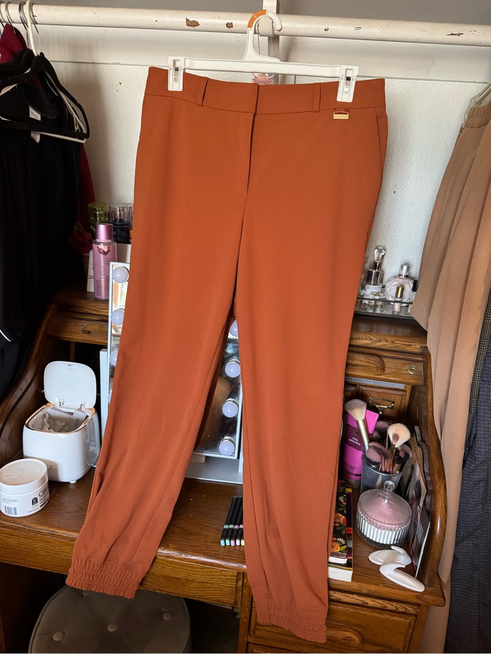 Calvin Klein Rust Orange Dress Pants with Gold Logo